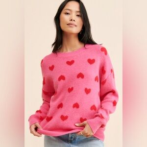 ❤️ Molly Bracken Pink Sweater with Red Heart Design Valentine’s size medium